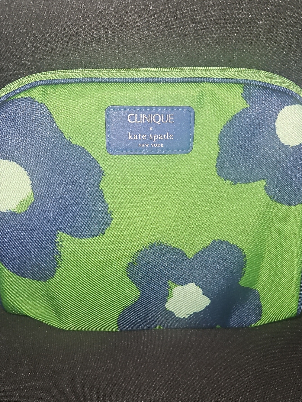 Clinique x Kate Spade Green and Blue Floral Cosmetic Bag